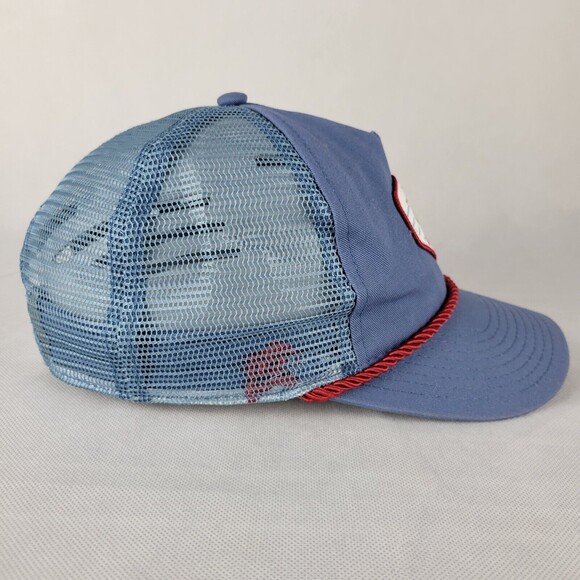 Whiskey Riff Retro Patch Snapback Trucker Rope Hat Blue Red White - Picture 5 of 10
